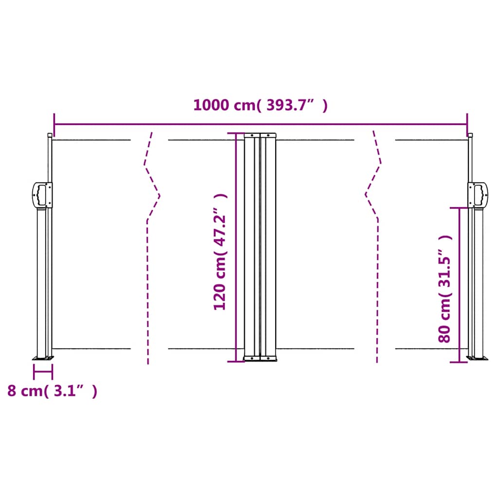 vidaXL Seitenmarkise Ausziehbar Rot 120x1000 cm