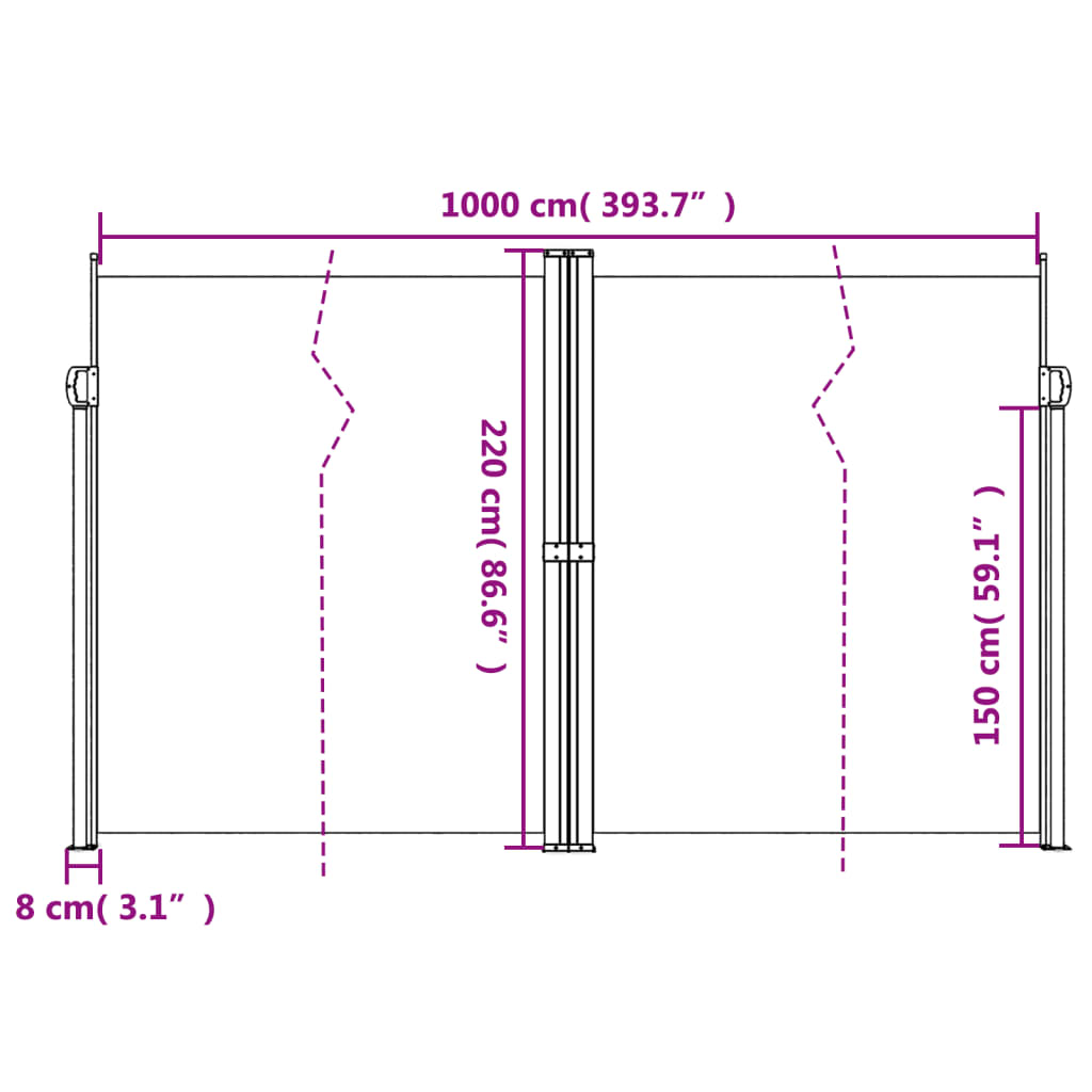 vidaXL Seitenmarkise Ausziehbar Rot 220x1000 cm