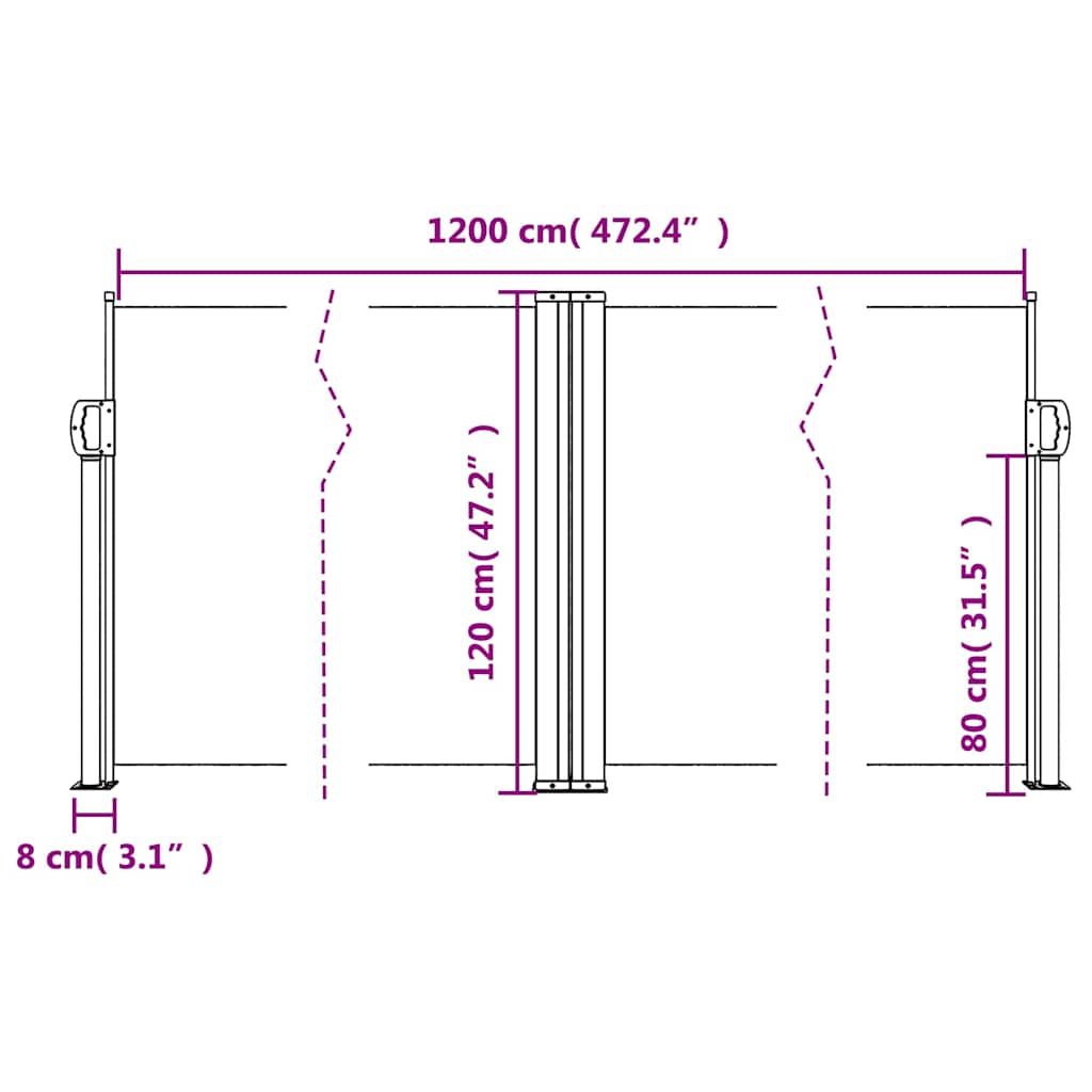 vidaXL Seitenmarkise Ausziehbar Terrakottarot 120x1200 cm