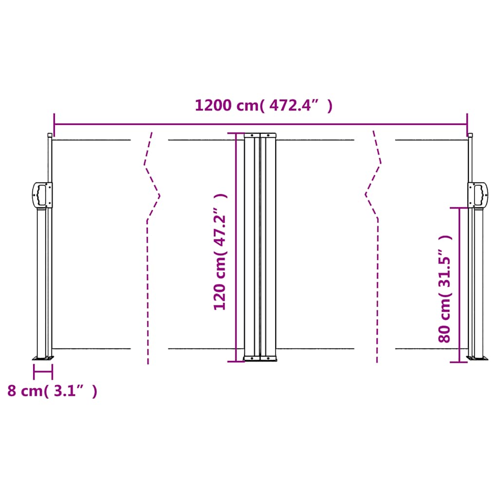 vidaXL Store latéral rétractable vert foncé 120x1200 cm