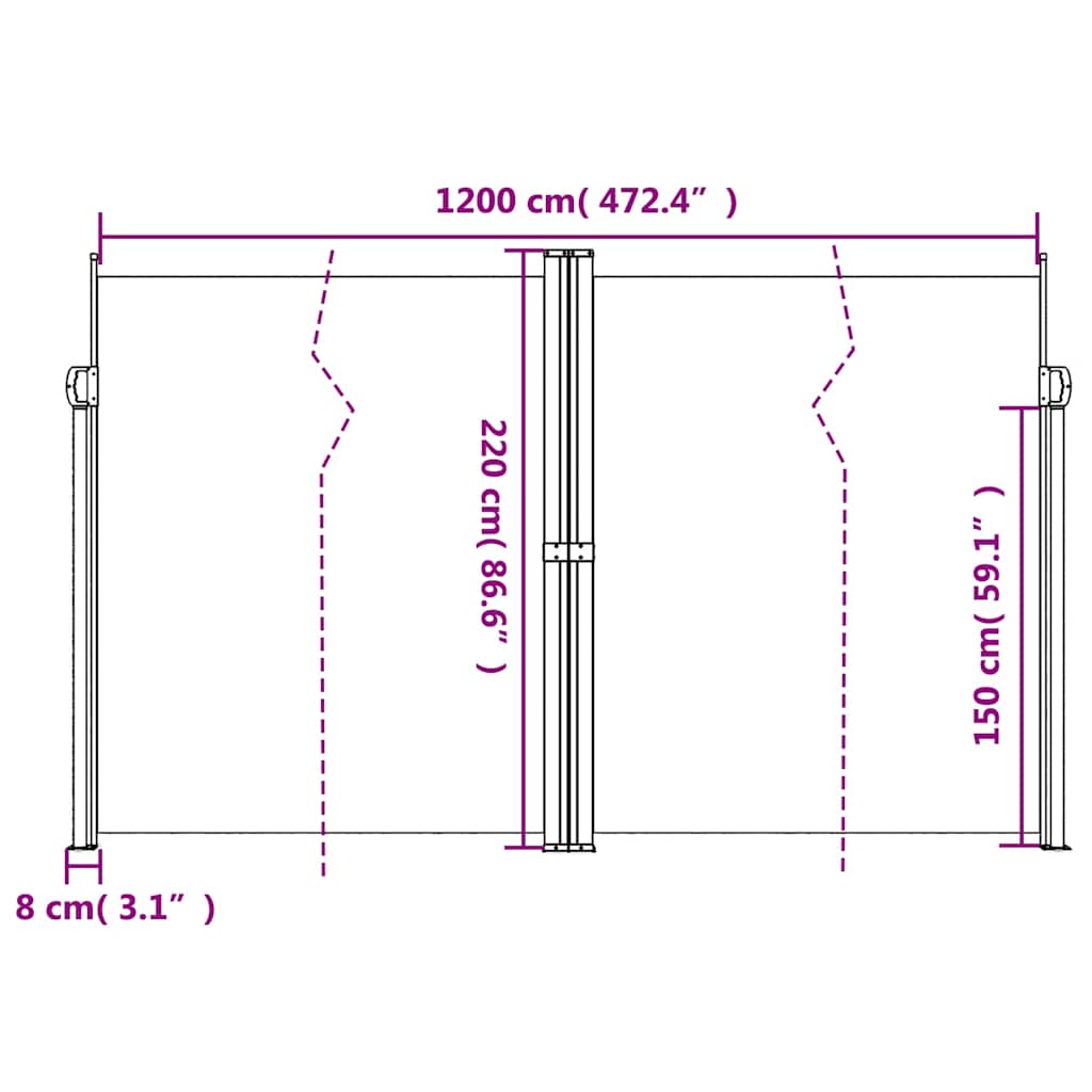 vidaXL Seitenmarkise Ausziehbar Anthrazit 220x1200 cm