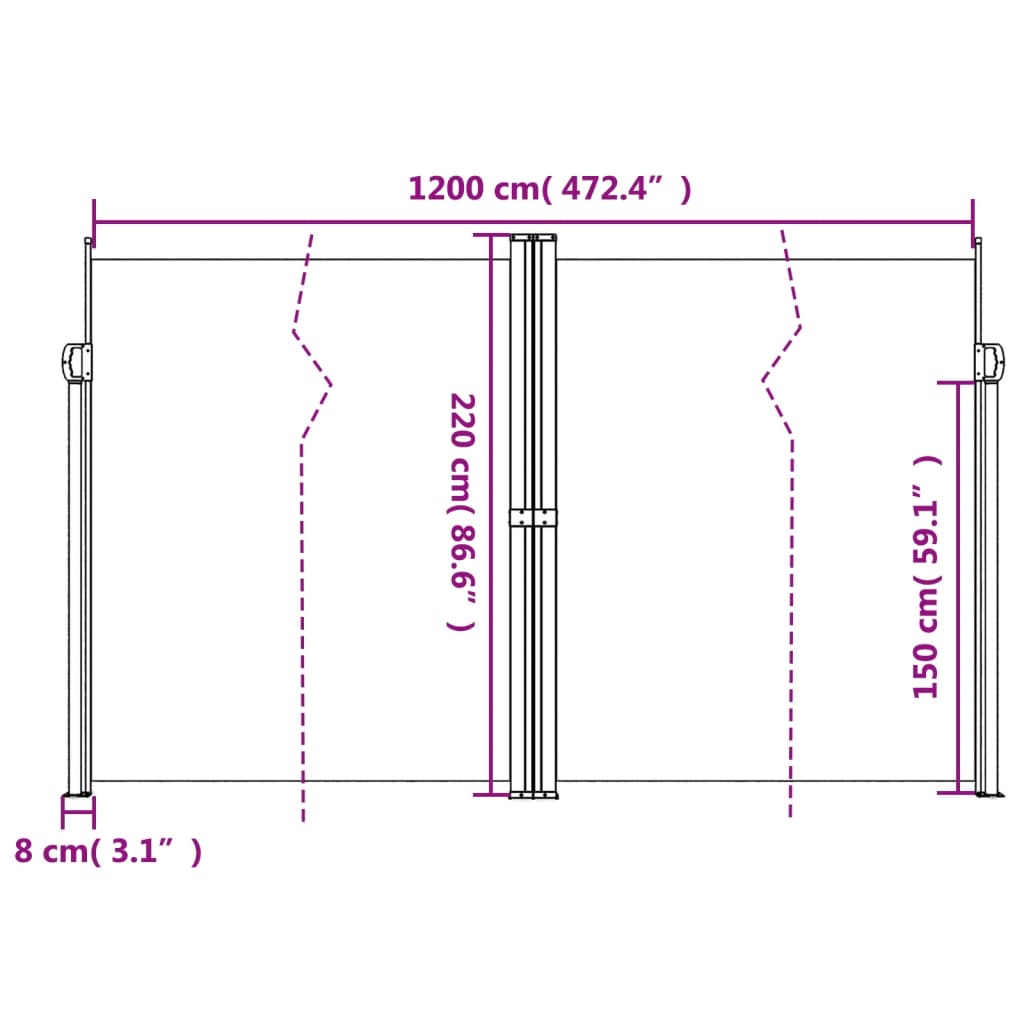 vidaXL Seitenmarkise Ausziehbar Beige 220x1200 cm
