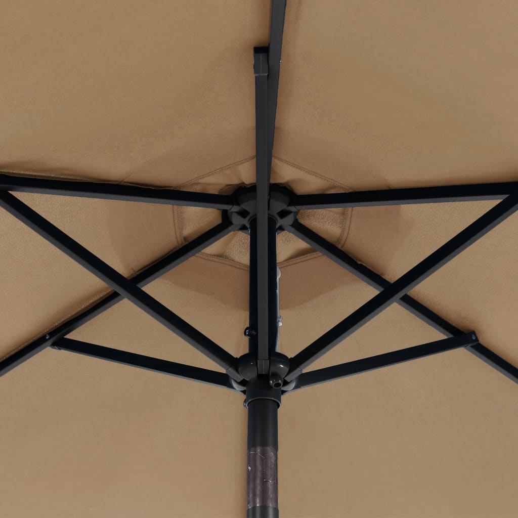 vidaXL Sonnenschirm mit LED und Stahlmast Taupe 225x225x212 cm