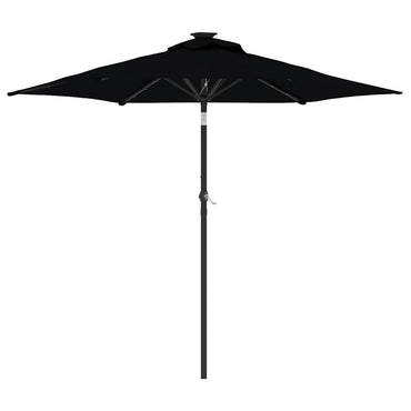 vidaXL Sonnenschirm mit LED und Stahlmast Schwarz 225x225x212 cm