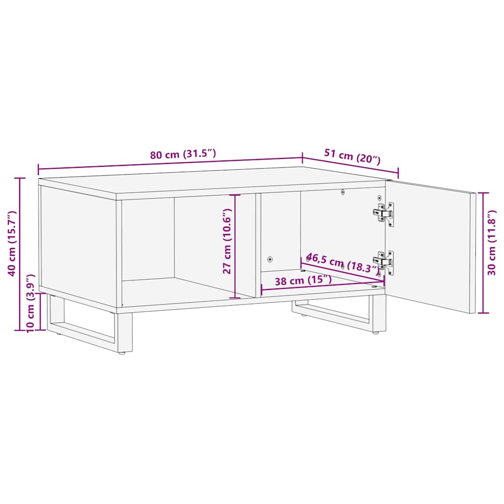 vidaXL Couchtisch 80x51x40 cm Massivholz Akazie