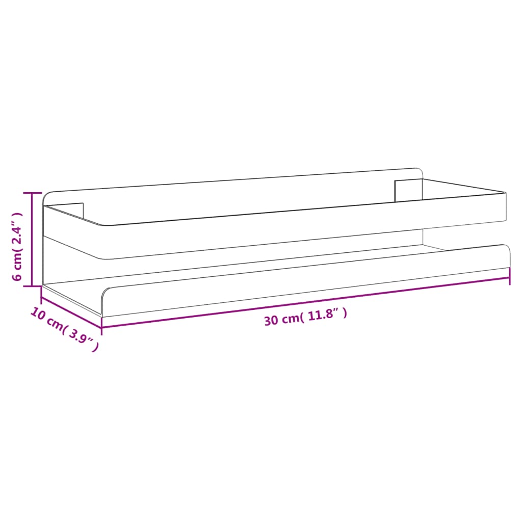 vidaXL Étagère de douche 30x10x6 cm en acier inoxydable brossé 304