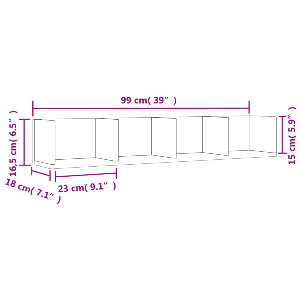 vidaXL Armoires murales 2 pcs Noir 99x18x16,5 cm Bois d'ingénierie