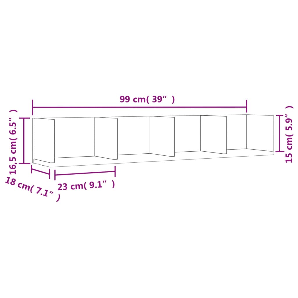 vidaXL Armoires murales 2 pcs Gris Sonoma 99x18x16,5 cm Bois d'ingénierie