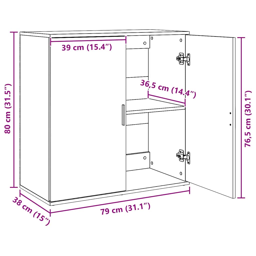 Sideboard Sonoma-Eiche 79x38x80 cm Holzwerkstoff