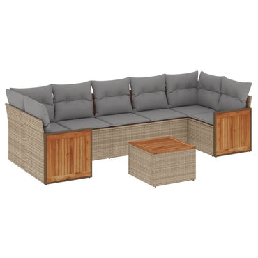 vidaXL Canapé d'angle de jardin 8 pcs avec coussins Résine tressée Beige