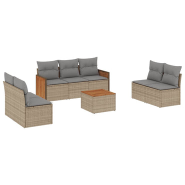 vidaXL Canapé d'angle de jardin 8 pcs avec coussins Résine tressée Beige