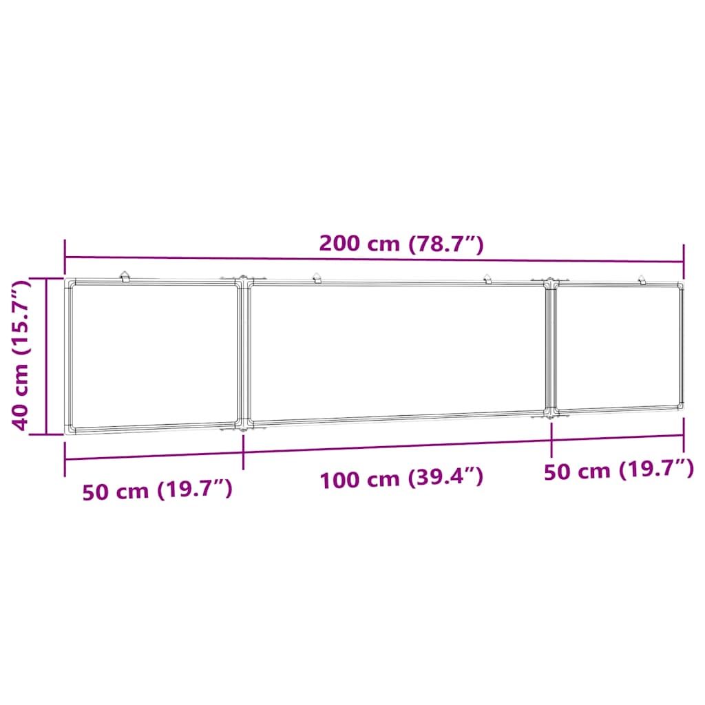 Magnetisches Whiteboard Klappbar 200x40x1,7 cm Aluminium