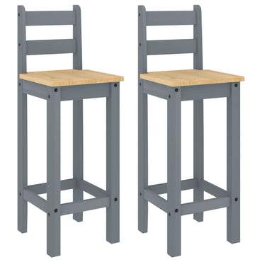 vidaXL Barstühle 2 Stk. Grau Massivholz Kiefer