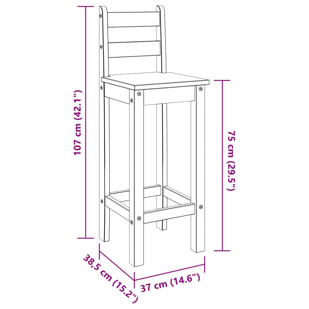 vidaXL Barstühle 2 Stk. Grau Massivholz Kiefer