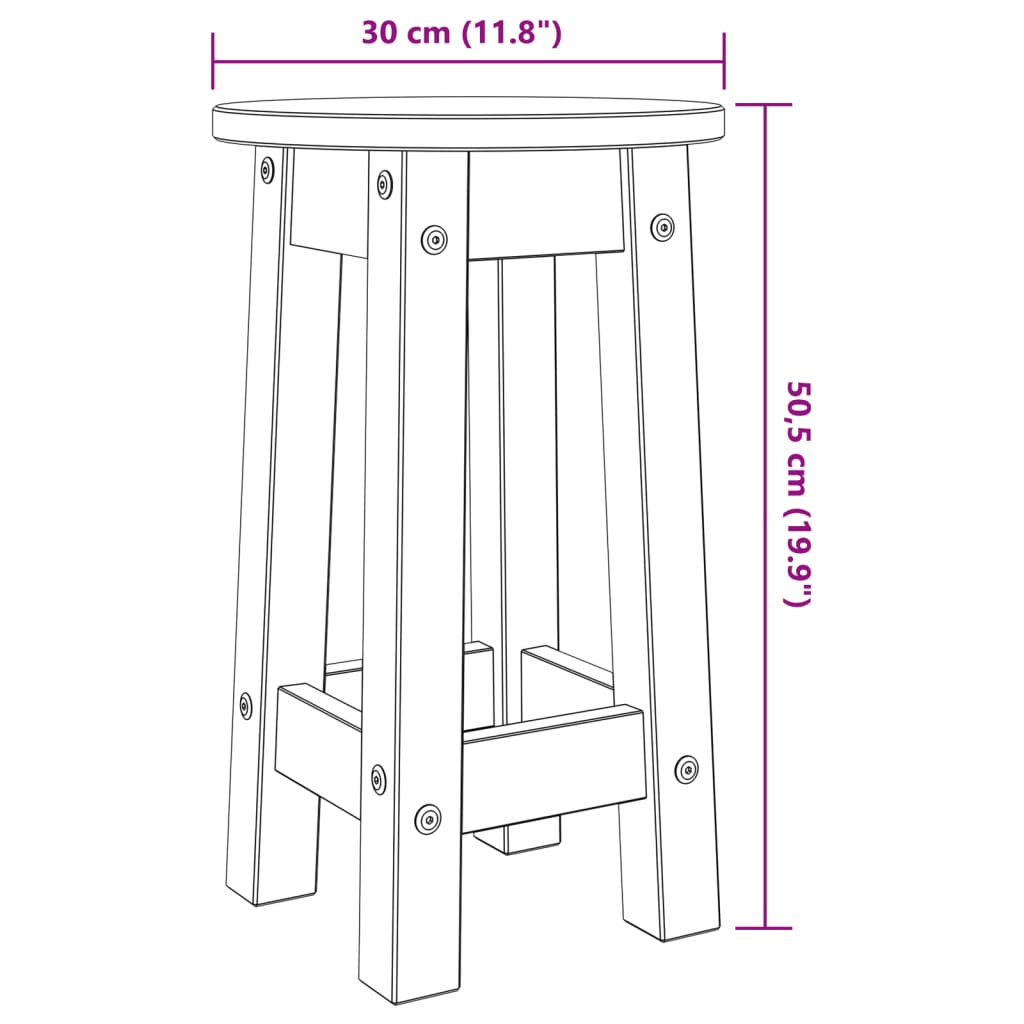 vidaXL Tabourets de bar 2 pcs Bois de pin massif