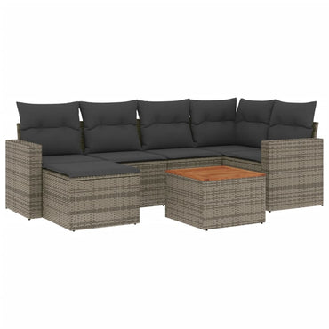 vidaXL Ensemble de canapés de jardin 7 pcs avec coussins Gris Résine tressée