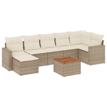 vidaXL Canapé d'angle de jardin 8 pcs avec coussins Résine tressée Beige