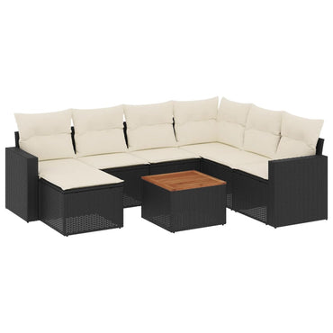 vidaXL Ensemble de canapés de jardin 8 pièces avec coussins résine tressée noir