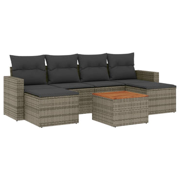 vidaXL Ensemble de canapés de jardin 7 pcs avec coussins Gris Résine tressée
