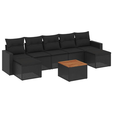 vidaXL Ensemble de canapés de jardin 8 pièces avec coussins résine tressée noir