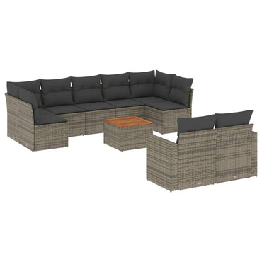 vidaXL Salon de jardin 10 pcs avec coussins résine tressée gris
