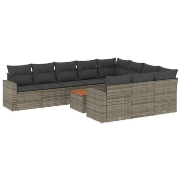 vidaXL Ensemble de canapés de jardin 11 pcs avec coussins en résine tressée gris
