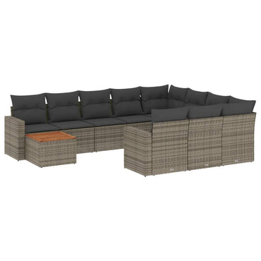 vidaXL Ensemble de canapés de jardin 11 pcs avec coussins en résine tressée gris