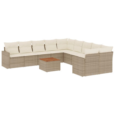 vidaXL Ensemble de canapés de jardin 11 pcs avec coussins en rotin synthétique beige