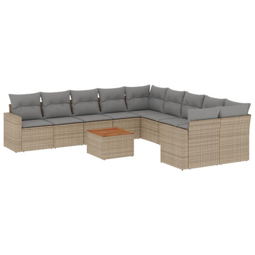 vidaXL Ensemble de canapés de jardin 11 pcs avec coussins en rotin synthétique beige