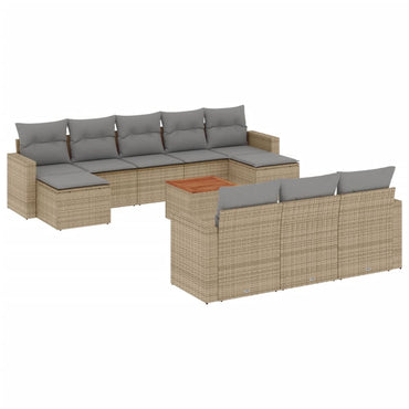 vidaXL Ensemble de canapés de jardin 11 pcs avec coussins en rotin synthétique beige