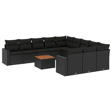 vidaXL Ensemble de canapés de jardin 12 pcs avec coussins Noir Résine tressée