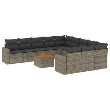 vidaXL Salon de jardin 12 pcs avec coussins Résine tressée Gris