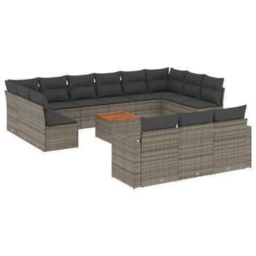 vidaXL Ensemble de canapés de jardin 14 pcs avec coussins gris en résine tressée