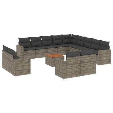 vidaXL Ensemble de canapés de jardin 14 pcs avec coussins gris en résine tressée