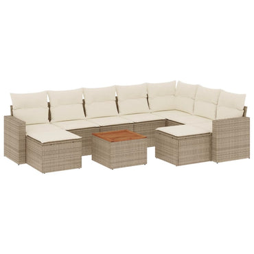 vidaXL Salon de jardin 10 pcs avec coussins beige résine tressée