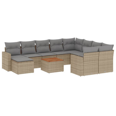 vidaXL Ensemble de canapés de jardin 11 pcs avec coussins en rotin synthétique beige