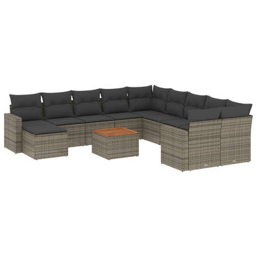 vidaXL Salon de jardin 12 pcs avec coussins Résine tressée Gris