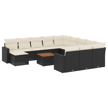 vidaXL Ensemble de canapés de jardin 13 pièces avec coussins résine tressée noire