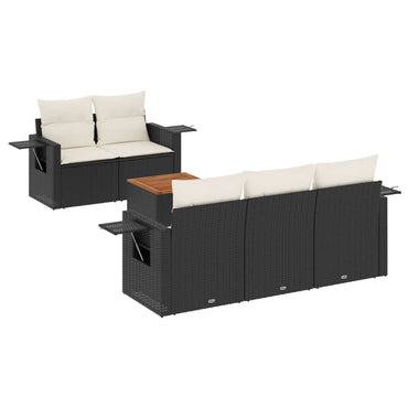 vidaXL Salon de jardin 6 pcs avec coussins Noir Résine tressée