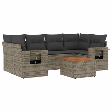 vidaXL Ensemble de canapés de jardin 7 pcs avec coussins Gris Résine tressée