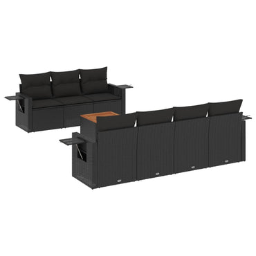 vidaXL Ensemble de canapés de jardin 8 pièces avec coussins résine tressée noir