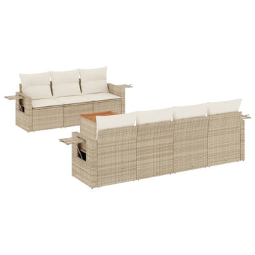 vidaXL Canapé d'angle de jardin 8 pcs avec coussins Résine tressée Beige