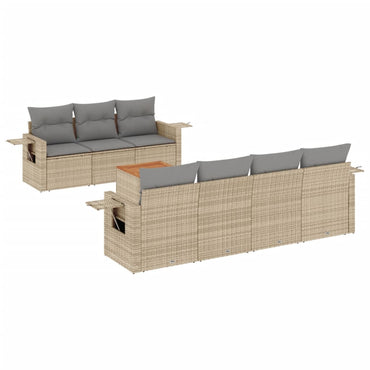 vidaXL Canapé d'angle de jardin 8 pcs avec coussins Résine tressée Beige