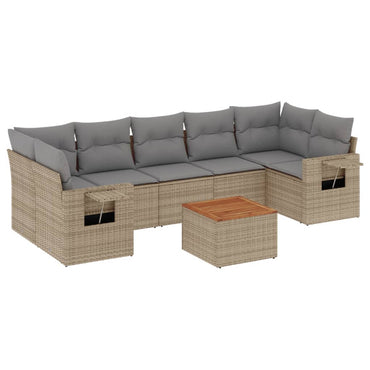 vidaXL Canapé d'angle de jardin 8 pcs avec coussins Résine tressée Beige
