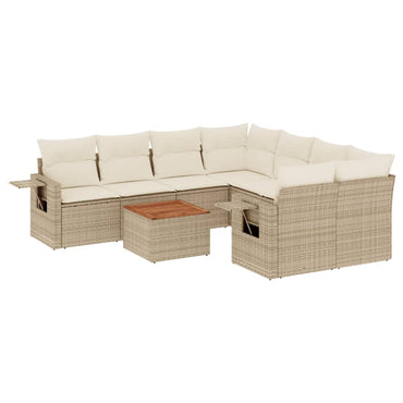 vidaXL Salon de jardin 9 pcs avec coussins Résine tressée Beige