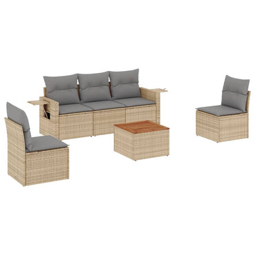 vidaXL Salon de jardin 6 pcs avec coussins beige résine tressée