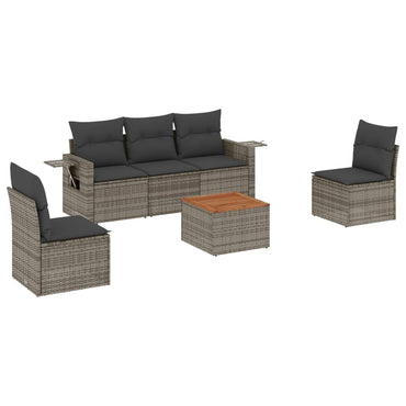 vidaXL Ensemble de canapés de jardin 6 pcs avec coussins gris résine tressée