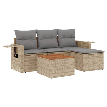 vidaXL Ensemble de canapés de jardin 5 pcs avec coussins Beige résine tressée