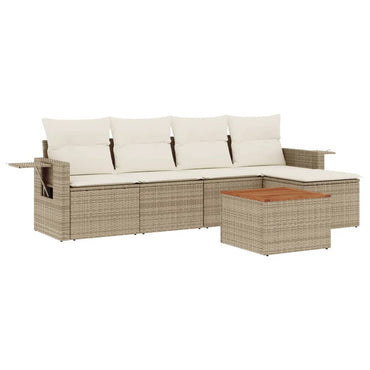 vidaXL Salon de jardin 6 pcs avec coussins beige résine tressée