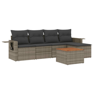 vidaXL Ensemble de canapés de jardin 6 pcs avec coussins gris résine tressée